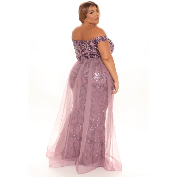 Sequin toule mesh evening gown maxi dress - Picture 2 of 4